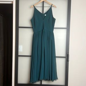 Dress the Population Alicia Plunging Mix Media Fit & Flare Midi Dress Size XL